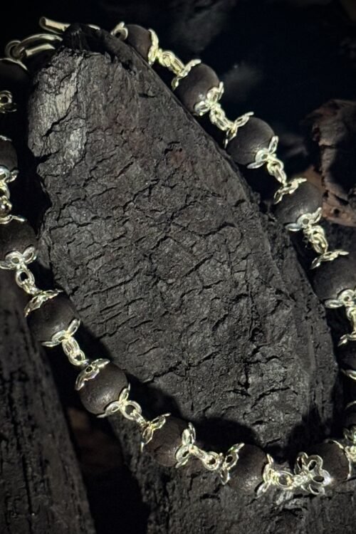 Silver Plated Karungali Beads Bracelet – For Men