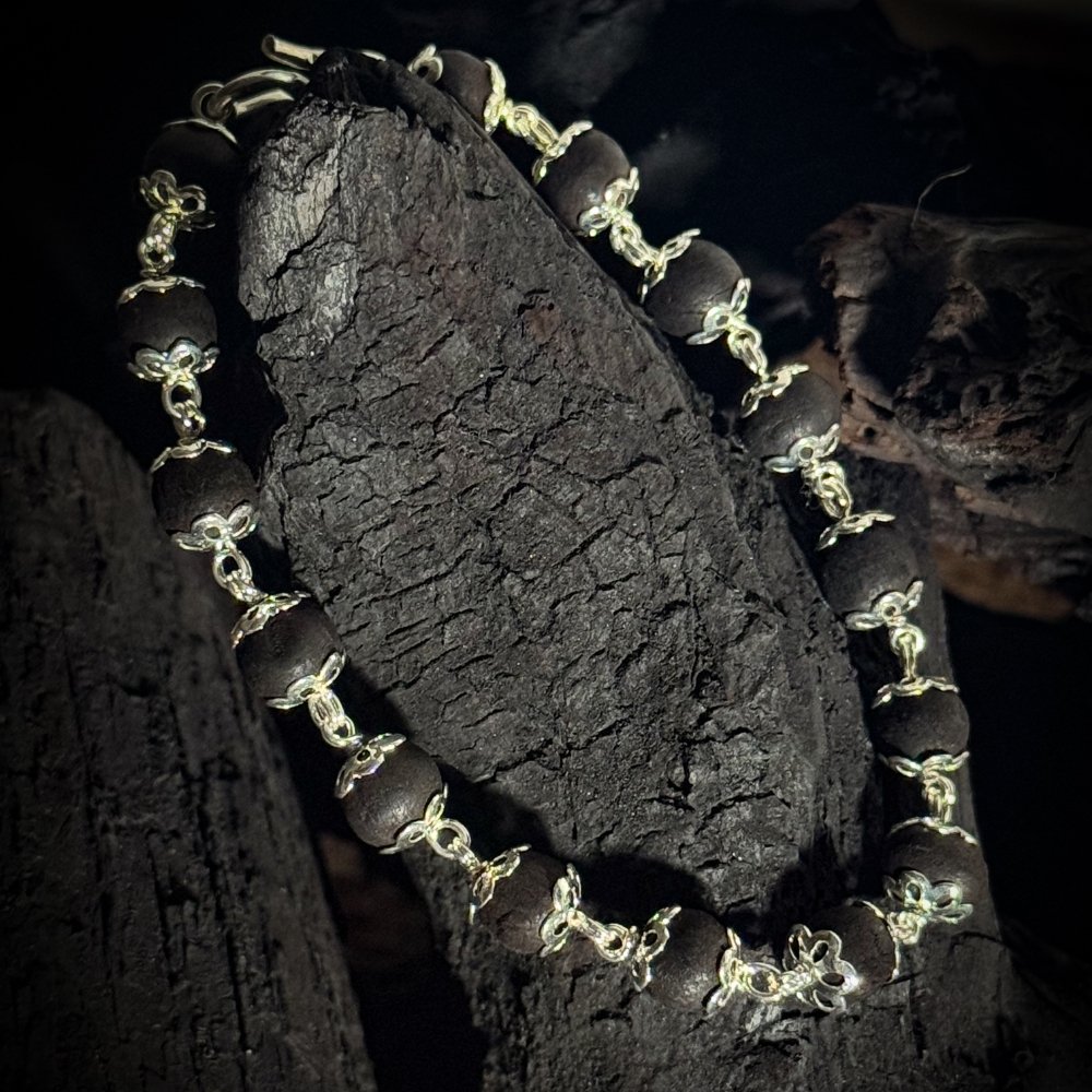 Silver Plated Karungali Beads Bracelet – For Men
